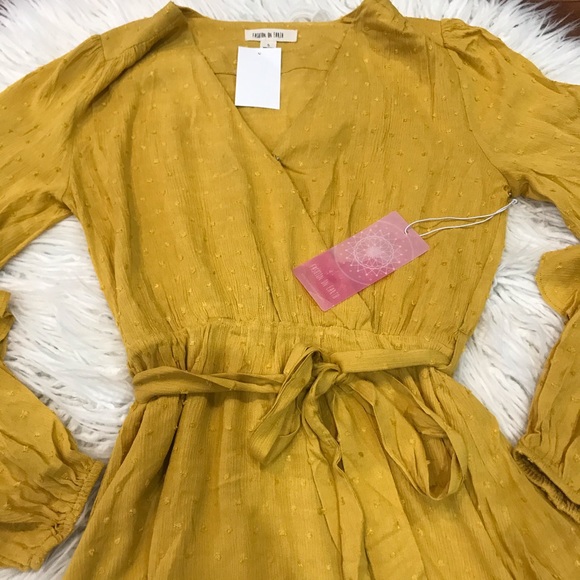 fashion earth Dresses Newruffle Long Sleeve Tie Front Dress Poshmark